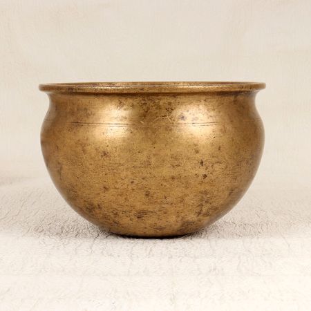 Round Handmade Brass Holy Pot for Collection and Decoration