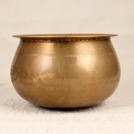 Indian Traditional Brass Cooking Pot from South India for Decor