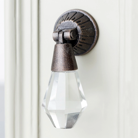 Handmade Clear Octagon Teardrop Glass Pull Cabinet Knob