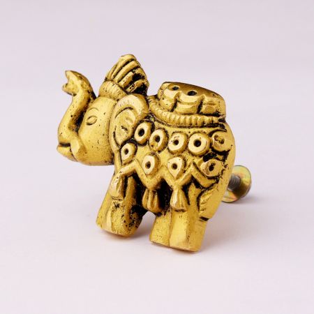 Handmade Modern Golden Brass Elephant Drawer Knob