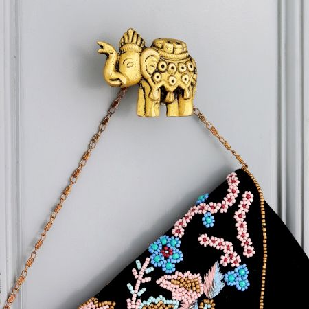 Handmade Golden Brass Elephant Wall Hook