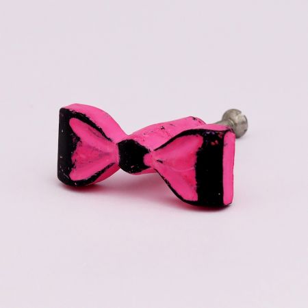 Pink and Black Iron Bow Cabinet Knob