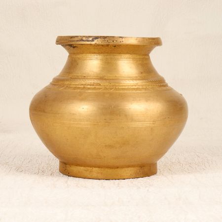 Elegant Brown Handcrafted Brass Holy Water Pot from Gujarat
