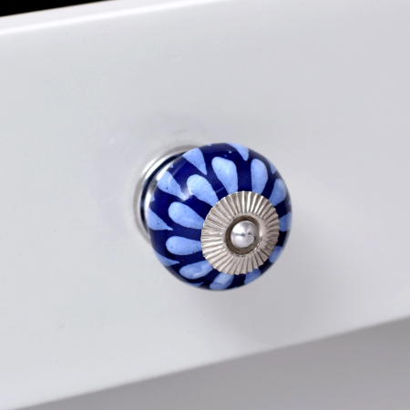 Blue Ceramic Floral Knobs for Kitchen Cabinet