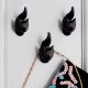 Modern Decorative Black Fox Face Iron Wall Hooks-3 Pieces