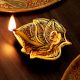 Handmade Golden Aluminium Ganpati on Leaf Shape Diwali Diya