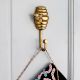 Modern Bee Honeycomb Aluminum Hook In Golden Finish-3 Pieces