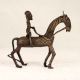 Antique Brown Tribal Art Horse with Rider Made of Brass