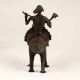 Dark Finish Handmade Brass Triceratops with Rider in Tribal Art