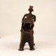 Handmade Vintage Brass Hippopotamus with Rider in Tribal Art