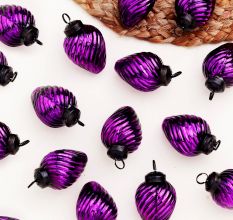 12 Pieces Glass Purple Ornaments For Tree Decoration