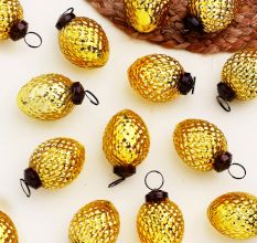 12 Pieces Decorative Glass Golden Christmas Hanging Ornaments