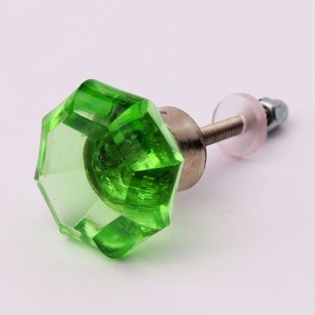 Green Octagon Shape Glass Drawer Knob Online