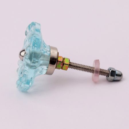 Turquoise Square Glass Flower Cabinet Knobs