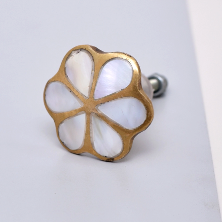 Alyssum Flower Brass Shell Cabinet Knob