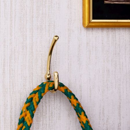 Modern Heavy Duty Golden Brass Wall Hook