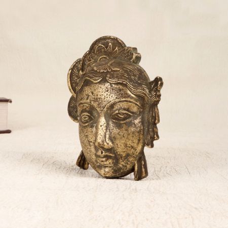 Handmade Vintage Brass Parvati Head Plate for Prayer Room