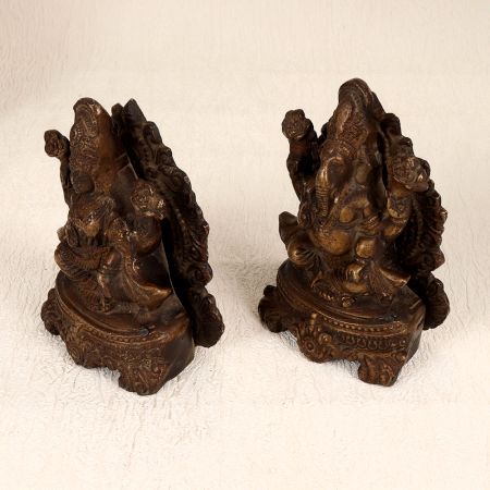 South Indian Brass Lord Ganesha and Goddess Lakshmi in Pair