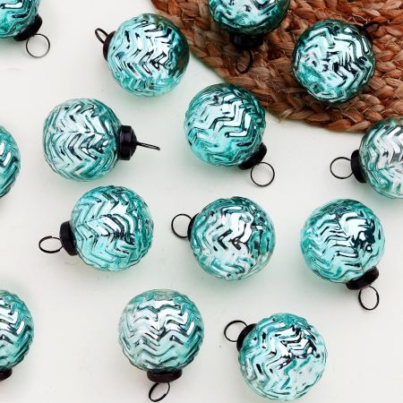 12 Pieces Modern Glass Sky Blue Christmas Ornaments For Tree Decoration