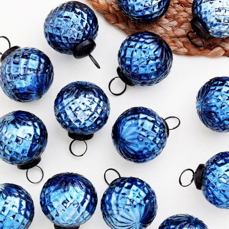 12 Pieces Blue Glass Ornaments - Christmas Tree Ornaments