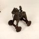 Tribal Art Brass Horse on Wheels with Rider Statue for Decor
