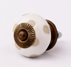 White Etched Ceramic Knob 45