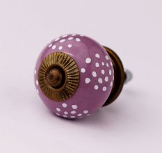 Purple Ceramic Floral Doted Dresser Knob