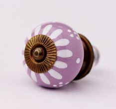 Purple & White Ceramic Floral Knob