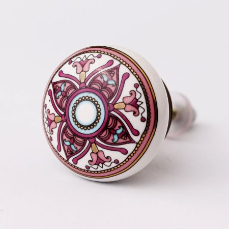 Red Painted Flower Knob