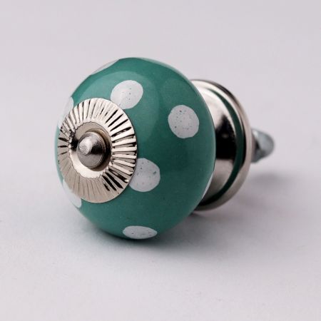 Sea Green Dotted Ceramic Knob