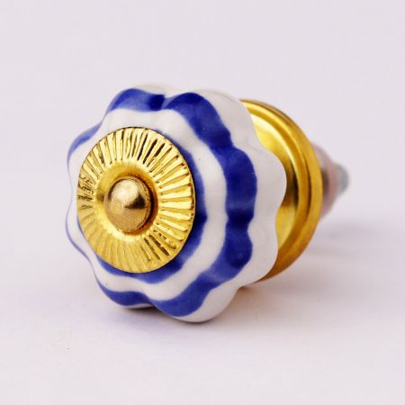 White Navy Medium Knob