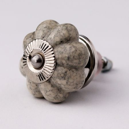 Cream Crackle Ceramic Melon Drawer Knob