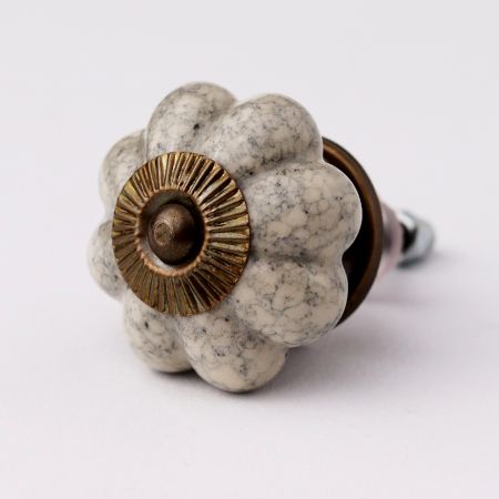 Cream Crackle Ceramic Melon Drawer Knob