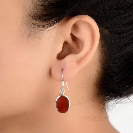 92.5 Sterling Silver Earrings Single Oval Earrings