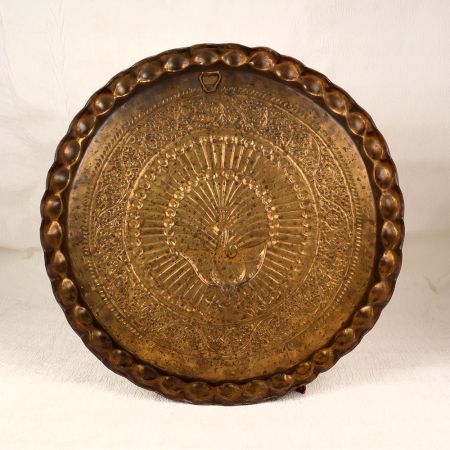 Traditional Handmade Peacock Wall Hanging Brass Plate