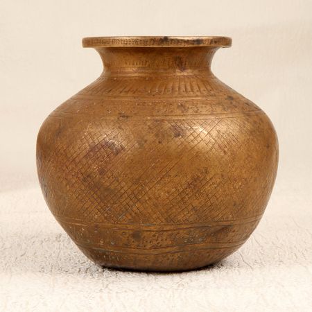 Handcrafted Vintage Brass Holy Water Pot for Auspicious Occasion