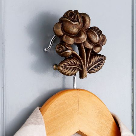 Modern Antique Rose With Branch Iron Wall Hook