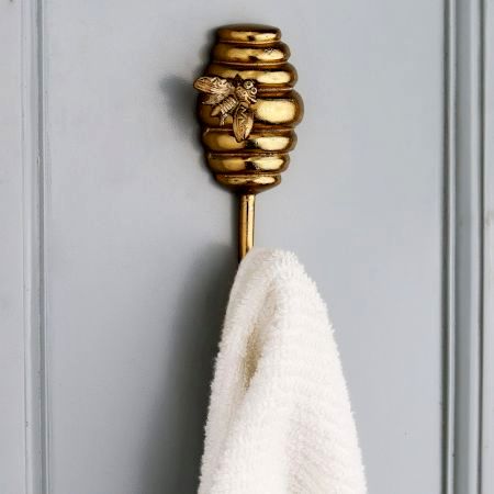 Modern Bee Honeycomb Aluminum Hook In Golden Finish