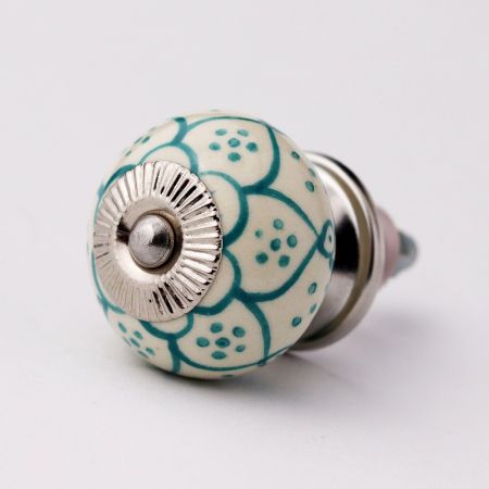 Sea Green Poinsettia Flower Ceramic Knob