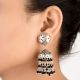 92.5 Sterling Silver Earrings With Pearl And Black Beads Tassel Jhumkas Earrings