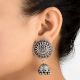 Oxidized 92.5 Sterling Silver Earrings Afghani Boho Tribal Large Chandbali Traditional Jhumkis