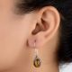92.5 Sterling Silver Earrings With Oval Tiger Eye  Drop Earrrings