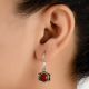 92.5 Sterling Silver Earrings Red Jasper Studded Fancy Earrings