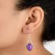 92.5 Sterling Silver Earrings Purple Turquoise Drop Earrings