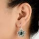 92.5 Sterling Silver Earrings Round Malachite Decorative Dangle Earrings