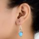92.5 Sterling Silver Earrings Turquoise Teardrop Silver Drop Earrings