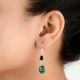92.5 Sterling Silver Earrings Garnet Melachite Dangle Earrings