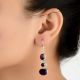 92.5Sterling Silver Dangle Earrings Three Stone Faceted Amethyst Earrings