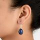 92.5 Sterling Silver Earrings Designer Oval Lapis Lazuli Hook Earrings