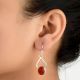 92.5 Sterling Silver Earrings Oval  Carnelian Hook Earrings